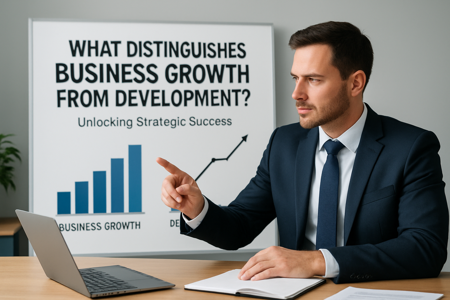 What is the difference between business growth and business development?